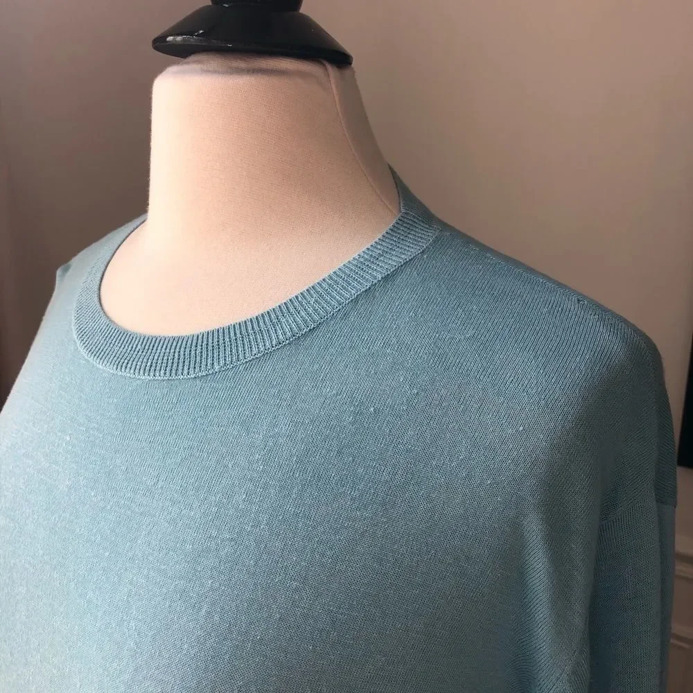 Nordstrom Signature Linen Blend Lightweight Sweater Lt Blue M